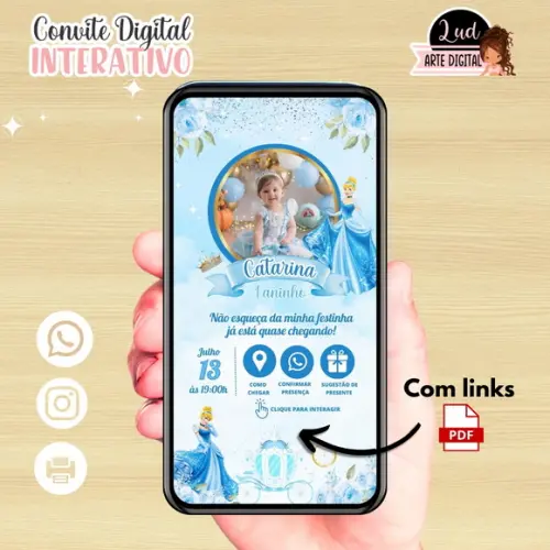 Convite Digital Interativo Cinderela