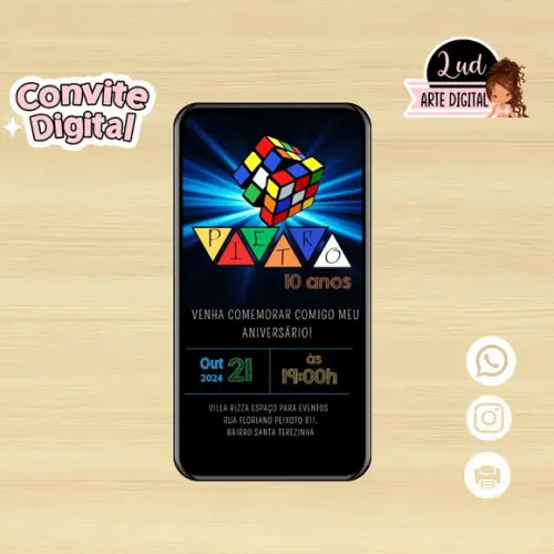 Convite Digital Cubo Magico