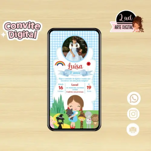 Convite Digital Mágico de Oz