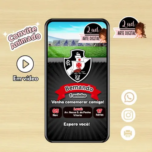 Convite Animado Vasco/futebol