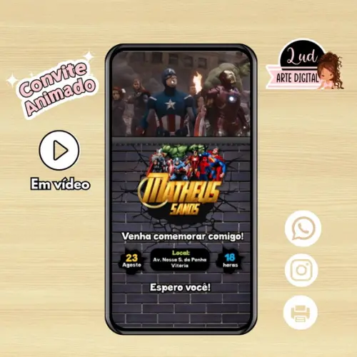 Convite Animado os Vingadores