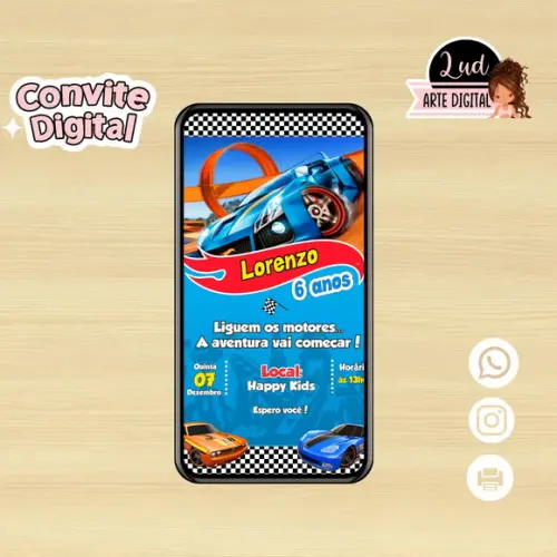 Convite Digital Hot Wheels