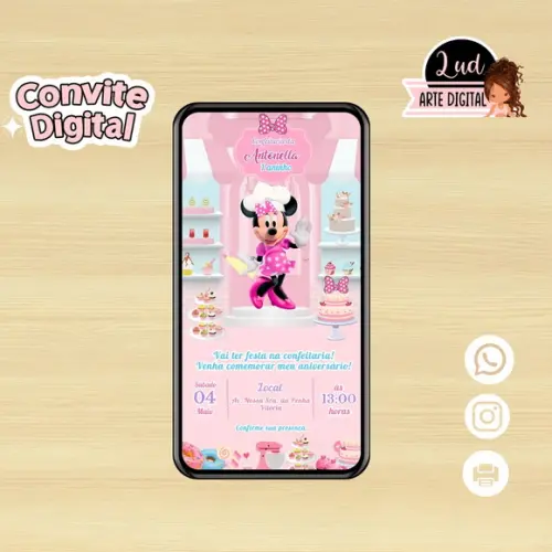Convite Digital Confeitaria da Minnie