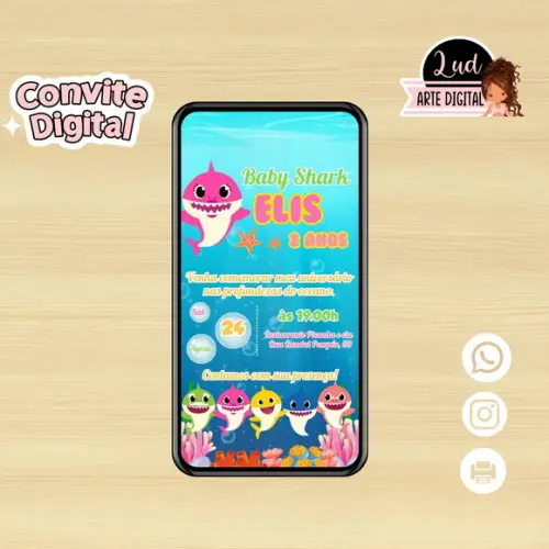 Convite Digital Baby Shark