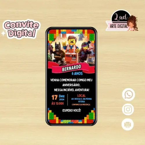 Convite Digital Lego