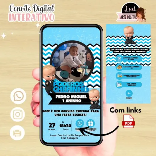 Convite Digital Interativgo Poderoso Chefinho