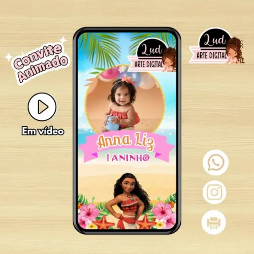 Convite Animado Moana