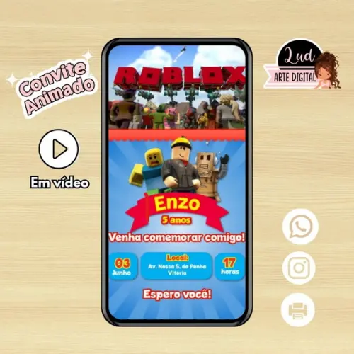 Convite Animado Roblox