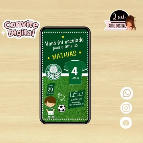 Convite Digital Futebol - Palmeira