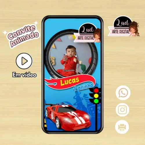 Convite Animado Hot Wheels