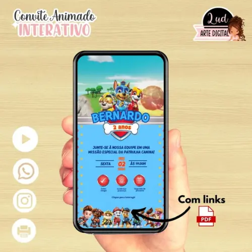 Convite Animado Interativo Patrulha Canina
