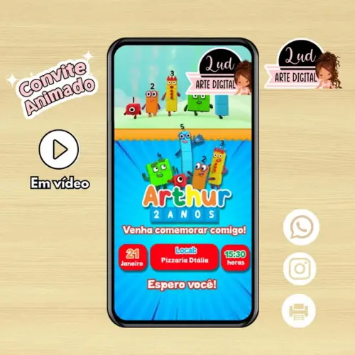 Convite Animado Vertical 30s Numberblocks
