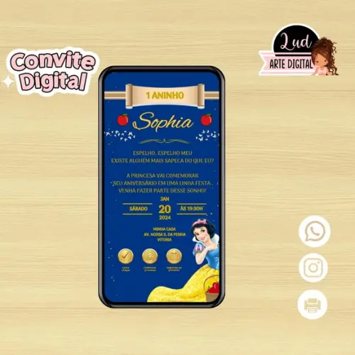 Convite Digital Interativo Branca de Neve