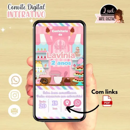 Convite Digital Interativo Confeitaria/doces