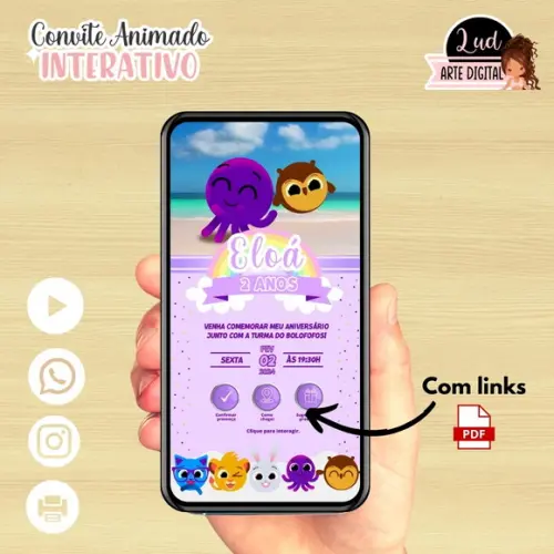 Convite Animado Interativo Bolofofos