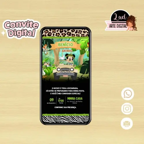 Convite Digital Safari do Mickey