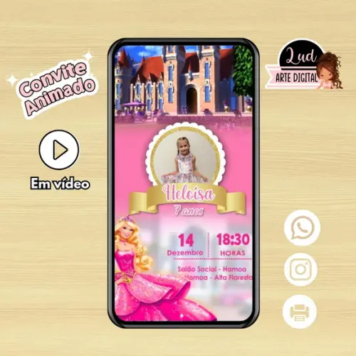 Convite Animado Barbie