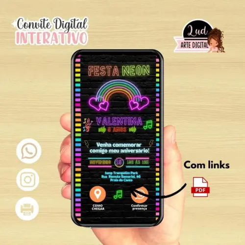 Convite Digital Interativo Neon