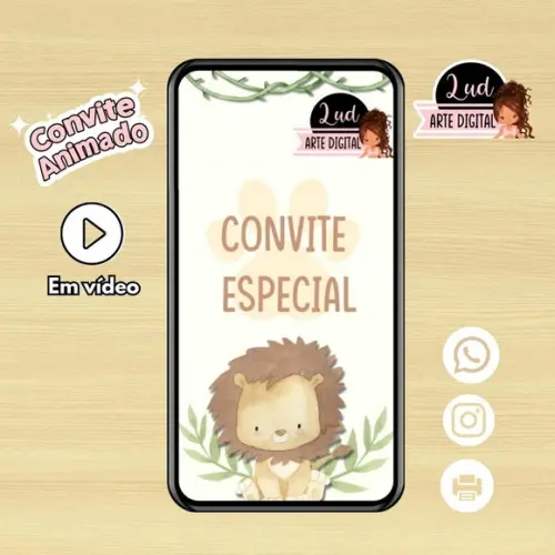 Convite Animado Vertical Safari