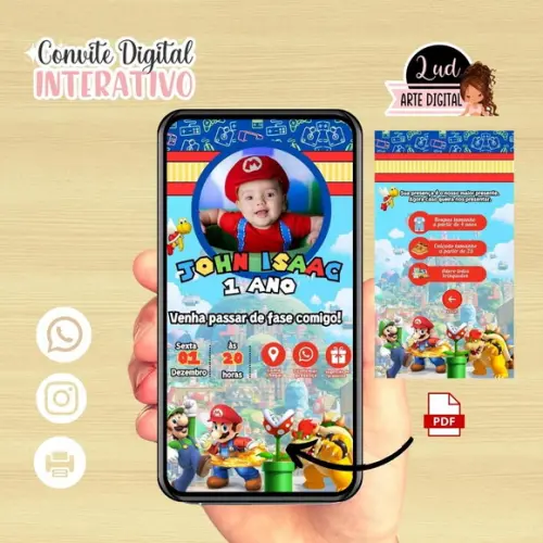 Convite Digital Interativo Super Mario