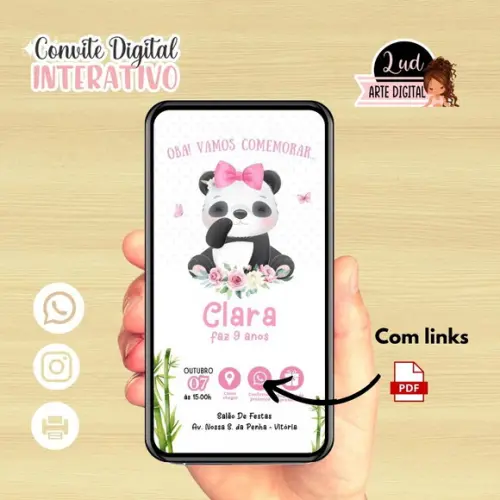 Convite Digital Interativo Panda