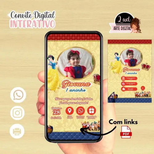 Convite Digital Interativo Branca de Neve