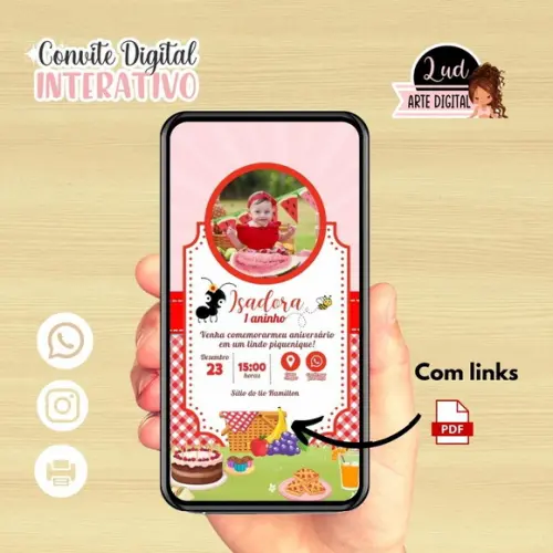 Convite Digital Interativo Piquenique/picnic