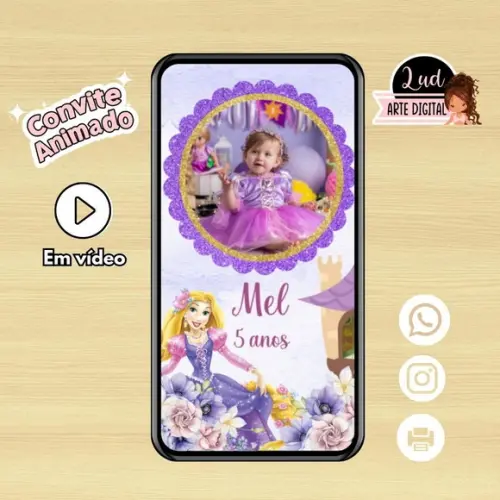 Convite Animado Rapunzel