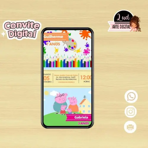 Convite Digital Dois Temas Duplo