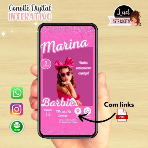 Convite Digital Interativo Barbie