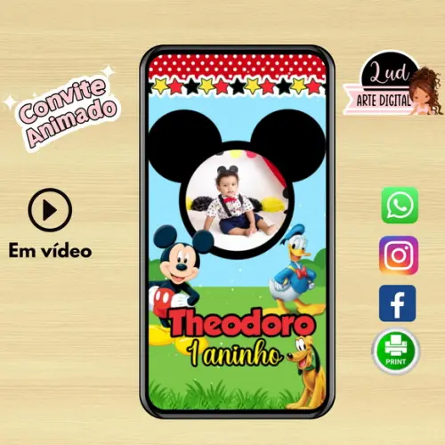 Convite Animado Mickey