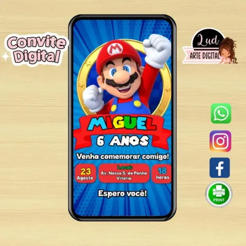 Convite Digital Super Mario