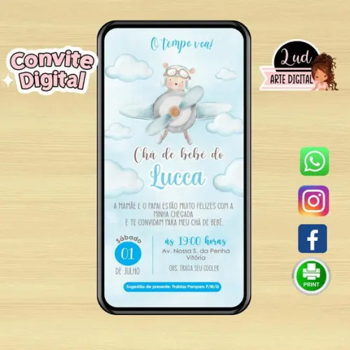 Convite Digital Chá de Fraldas/bebê Ursinho