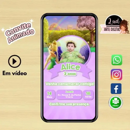 Convite Animado 30s Sininho / Tinker Bell