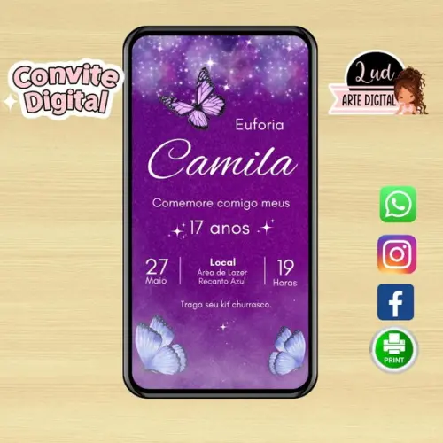 Convite Digital Adulto Euforia