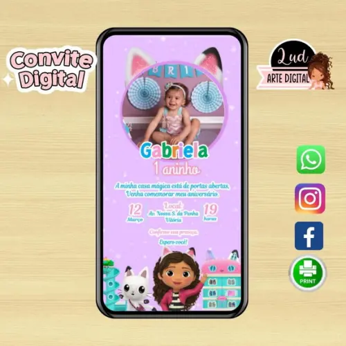 Convite Digital a Casa Mágica da Gabby