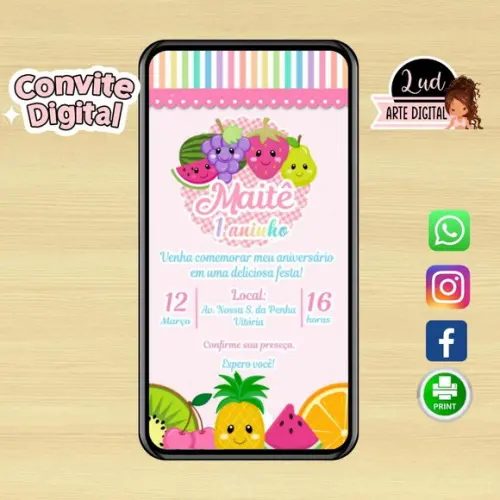 Convite Digital Frutas/tutti Frutti