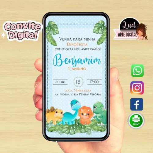 Convite Digital Dinobaby