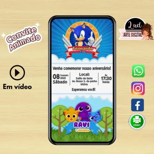 Convite Animado Vertical 30s Dois Temas Duplo