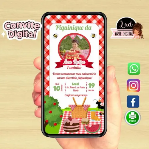 Convite Digital com Foto Piquenique Picnic