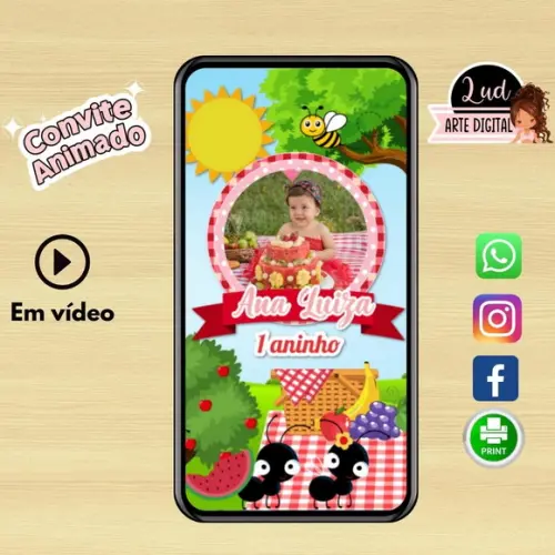 Convite Animado Vertical Piquenique Picnic