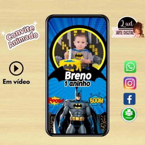 Convite Animado Vertical Batman