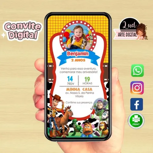 Convite Digital com Foto Toy Story
