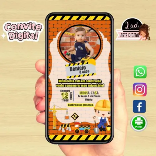 Convite Digital com Foto Construção