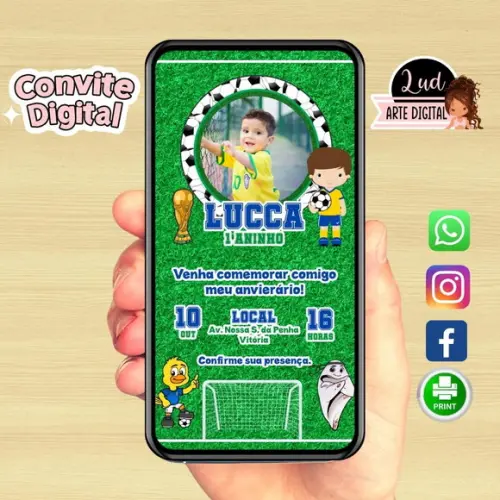 Convite Digital Com Foto Futebol Copa