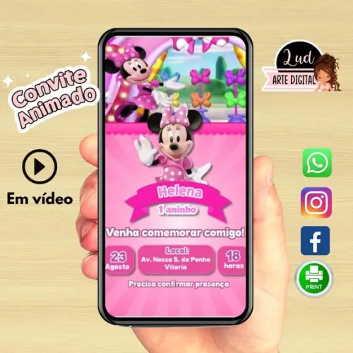 Convite Animado Vertical 20s Minnie