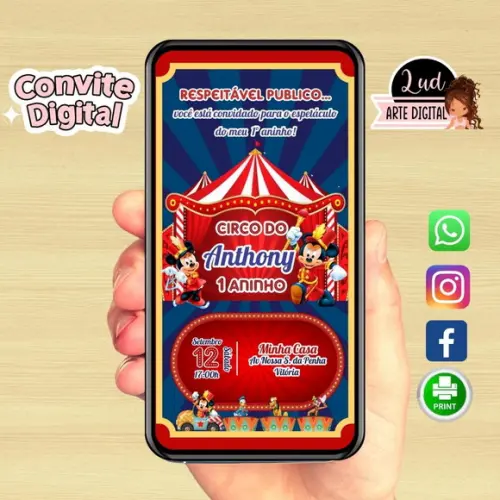 Convite Digital Circo Do Mickey