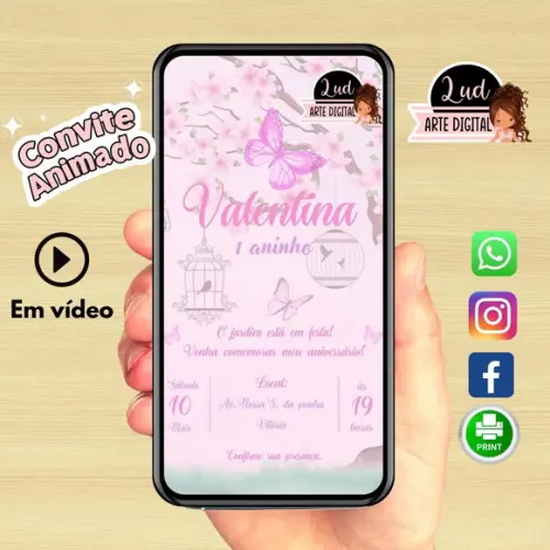 Convite Animado Vertical 20s Jardim