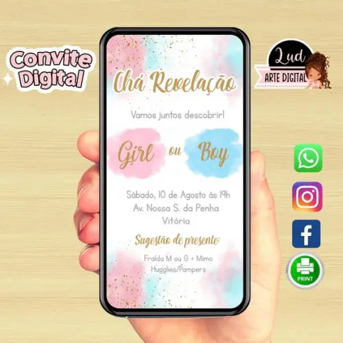 Convite Digital Chá Revelação Girl Ou Boy