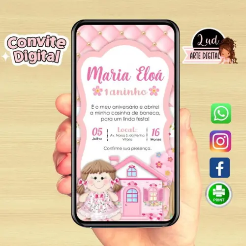 Convite Digital Casa De Boneca